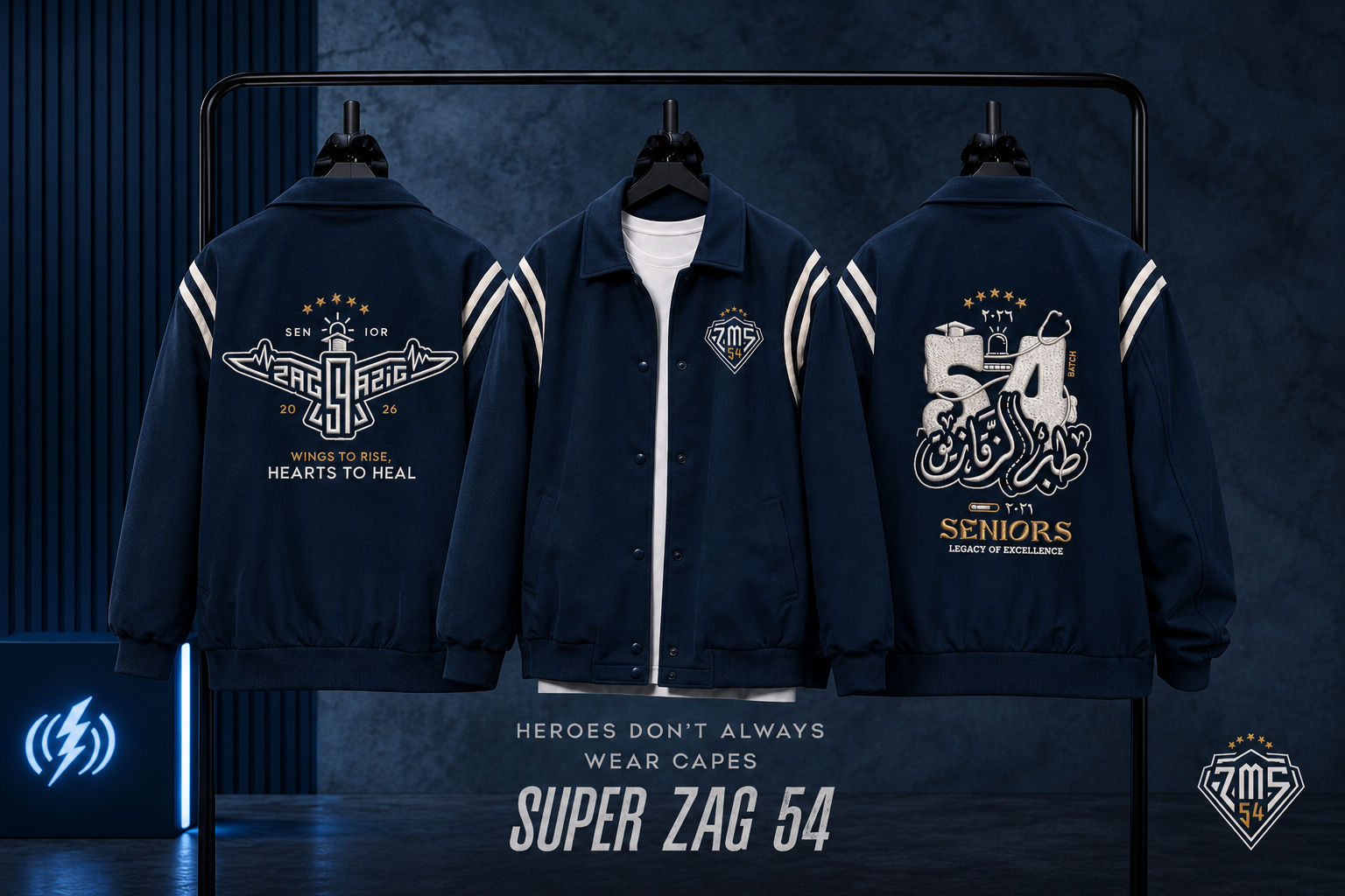 ZMS 54 Graduation Baseball Jacket Mockup with Student View